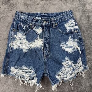 Vintage 90s Western Ethics Jean Shorts Distressed Denim Womens 24" Cowgirl Raw